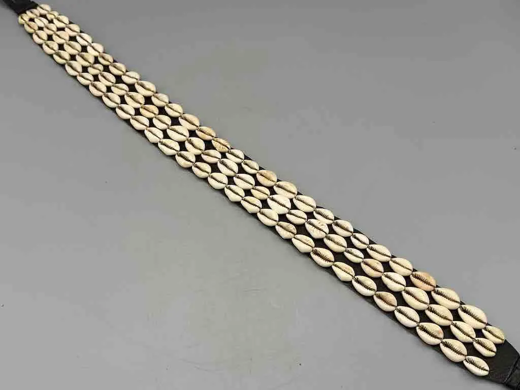 African Cultural Very High Quality Wide Real Cowrie Shell-Leather Tie Closure Belt - 4 Colors