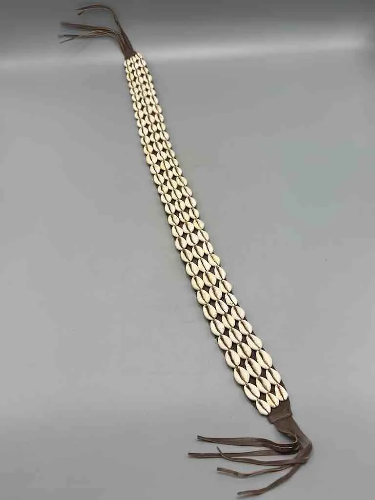 African Cultural Very High Quality Wide Real Cowrie Shell-Leather Tie Closure Belt - 4 Colors