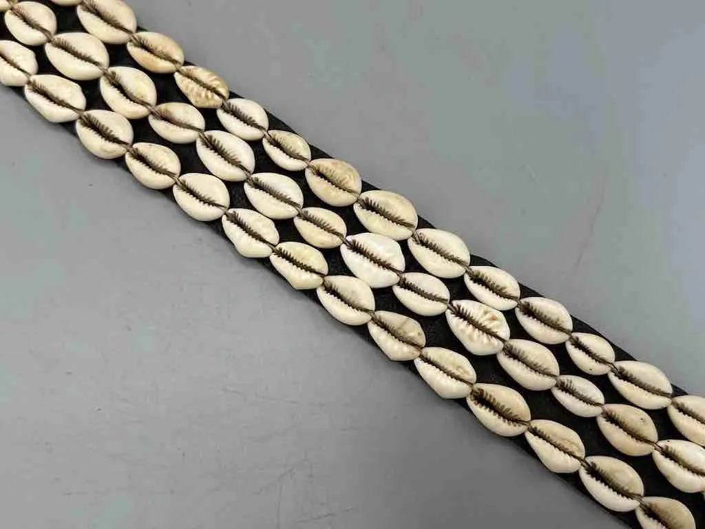 African Cultural Very High Quality Wide Real Cowrie Shell-Leather Tie Closure Belt - 4 Colors