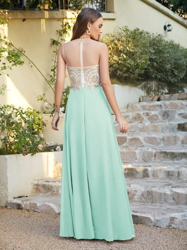 Appliques Cheap Long Prom Dresses Dusty Rose Evening Party Gown