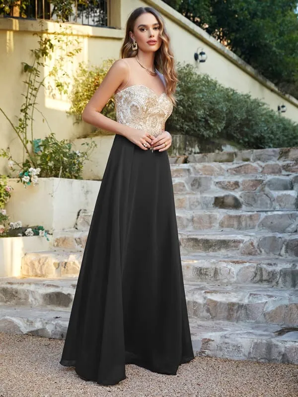 Appliques Cheap Long Prom Dresses Dusty Rose Evening Party Gown