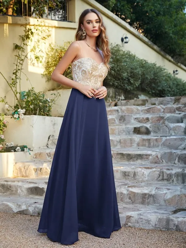 Appliques Cheap Long Prom Dresses Dusty Rose Evening Party Gown