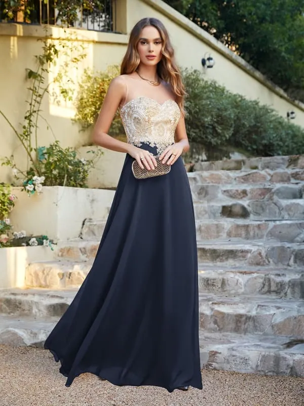 Appliques Cheap Long Prom Dresses Dusty Rose Evening Party Gown