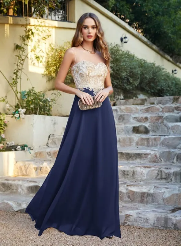 Appliques Cheap Long Prom Dresses Dusty Rose Evening Party Gown