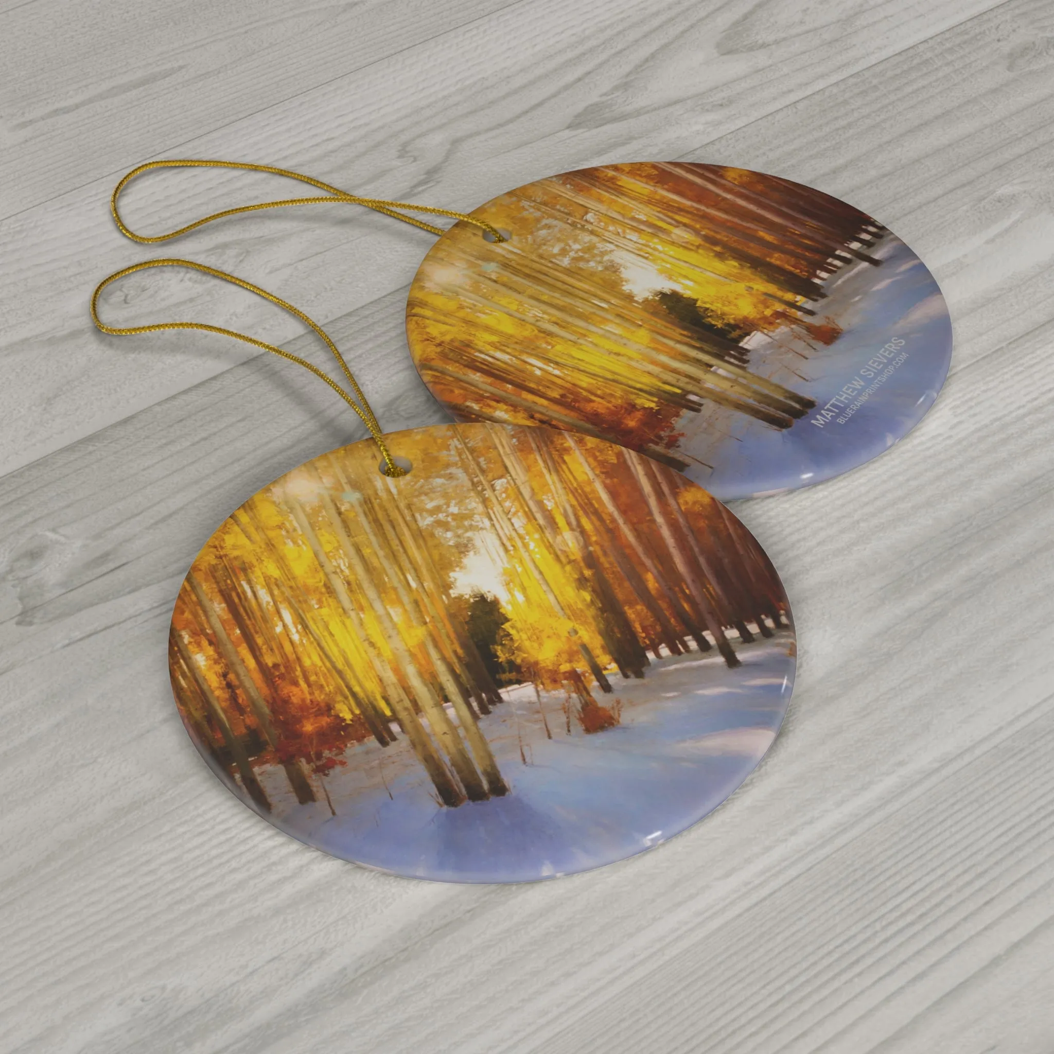 Aspen Shadows Ceramic Ornament