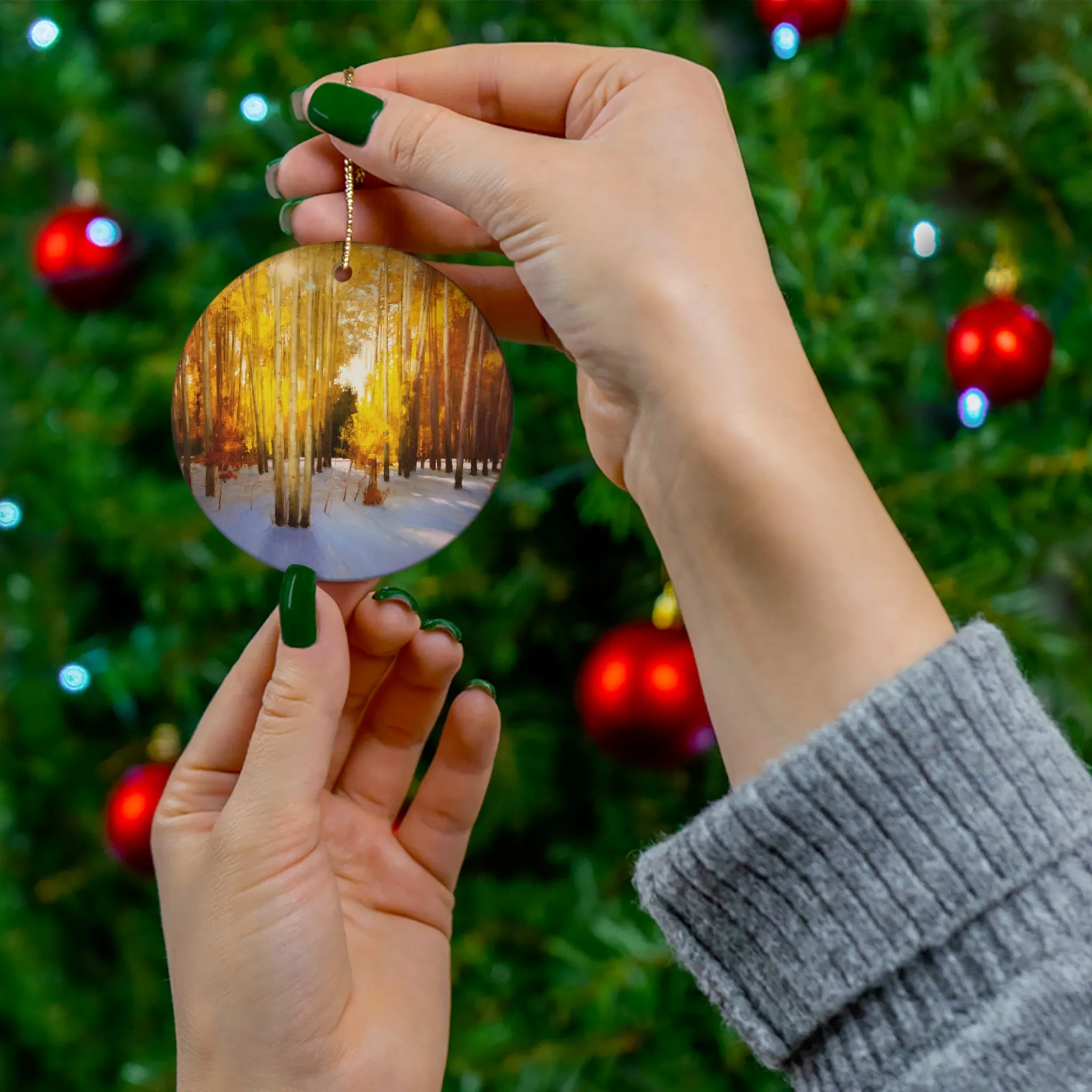 Aspen Shadows Ceramic Ornament