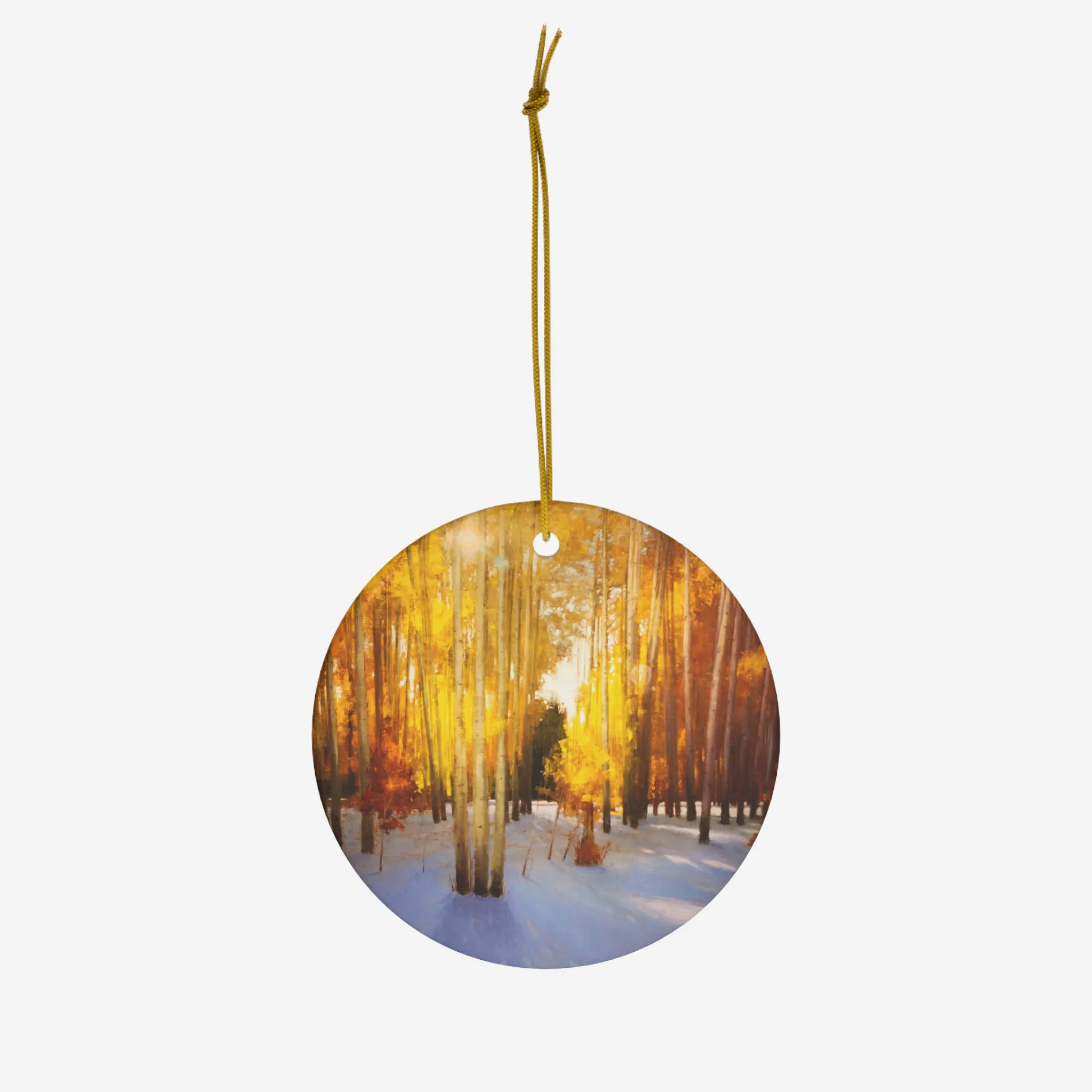 Aspen Shadows Ceramic Ornament