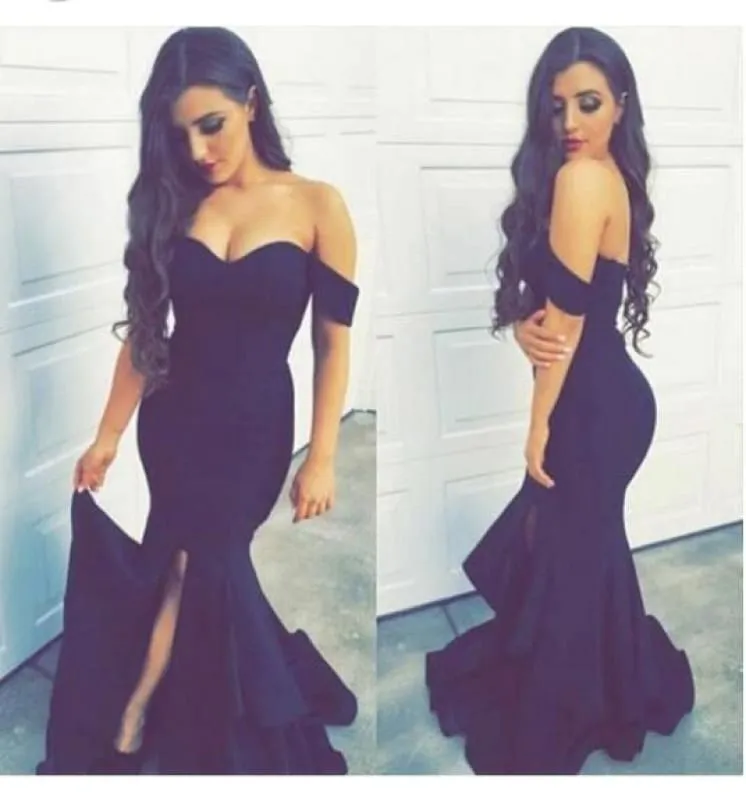 Bridelily Off the Shoulder Mermaid Evening Dress Sexy Long Split Party Dresses