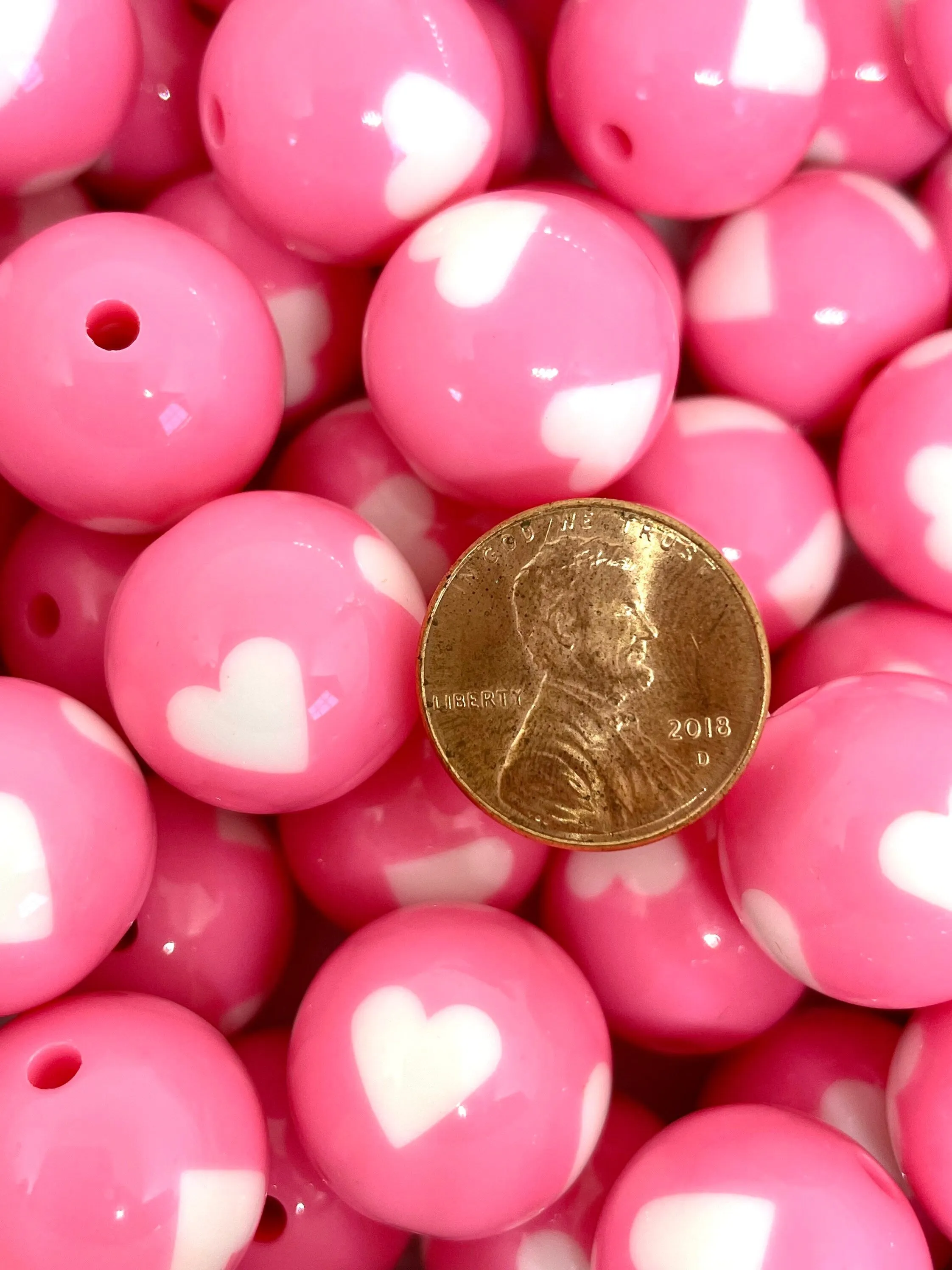 Bubblegum Pink Beads, 22mm Chunky Beads for Necklace, Large Pink Beads for Chunky Necklace, Pink Gumball Beads, Gyaru, Oshare Kei