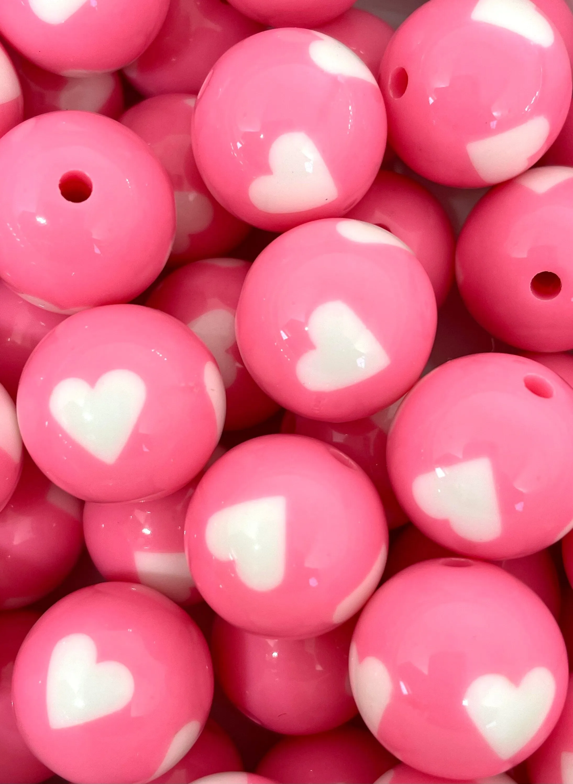 Bubblegum Pink Beads, 22mm Chunky Beads for Necklace, Large Pink Beads for Chunky Necklace, Pink Gumball Beads, Gyaru, Oshare Kei
