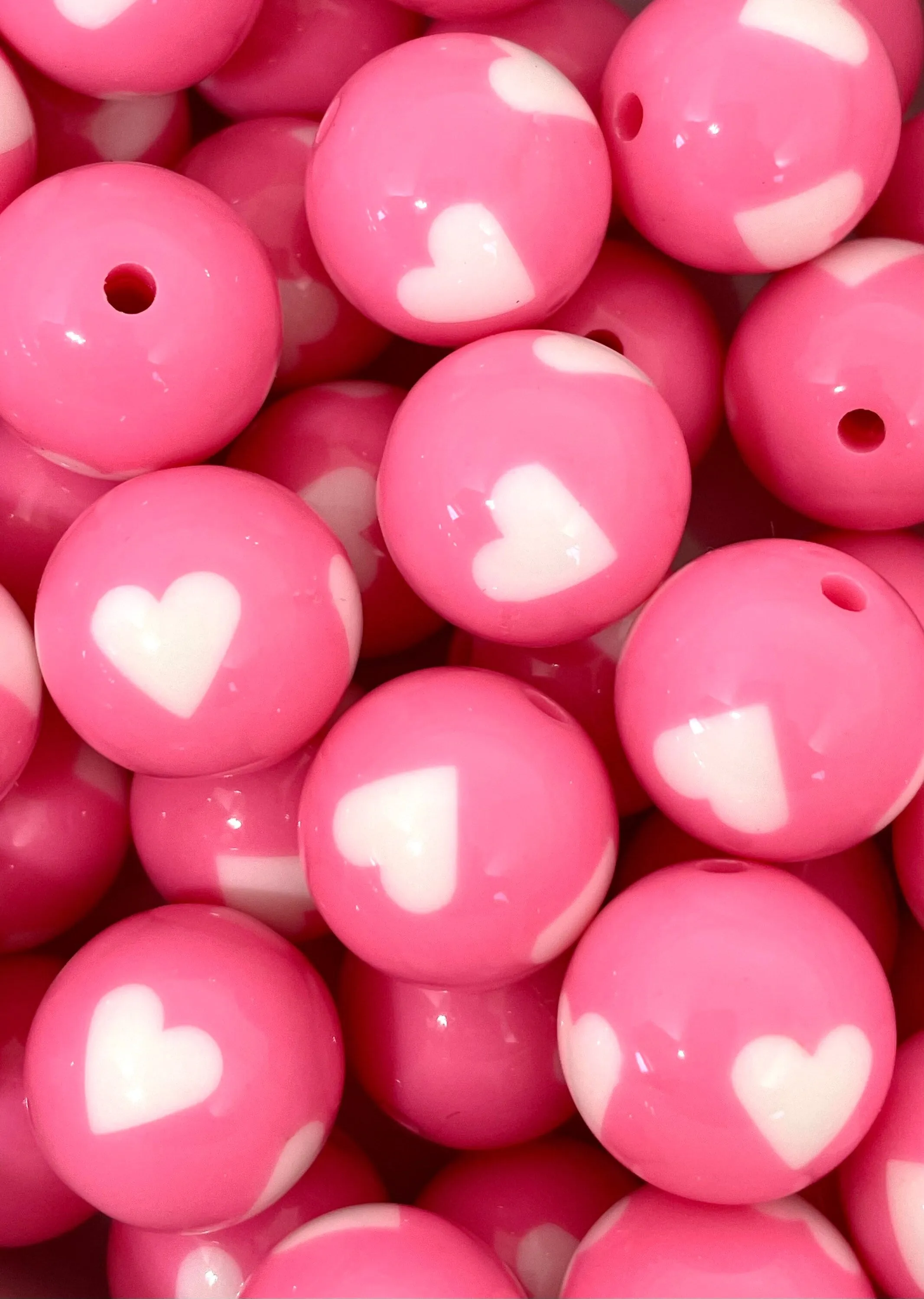 Bubblegum Pink Beads, 22mm Chunky Beads for Necklace, Large Pink Beads for Chunky Necklace, Pink Gumball Beads, Gyaru, Oshare Kei