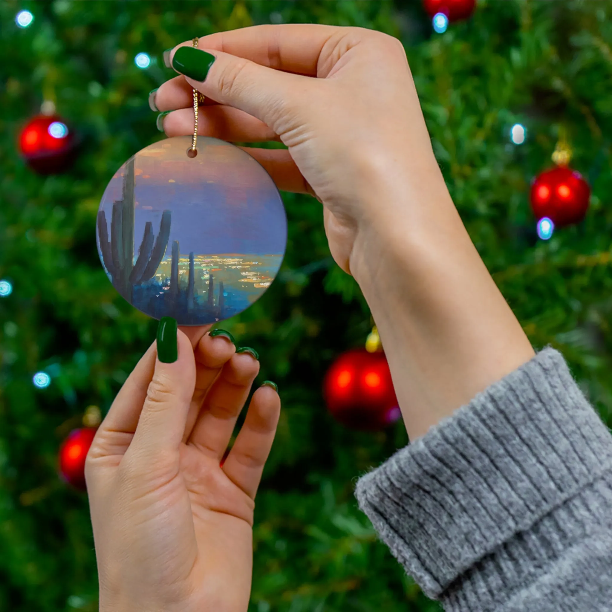 Dusk and Diamonds Ceramic Ornament