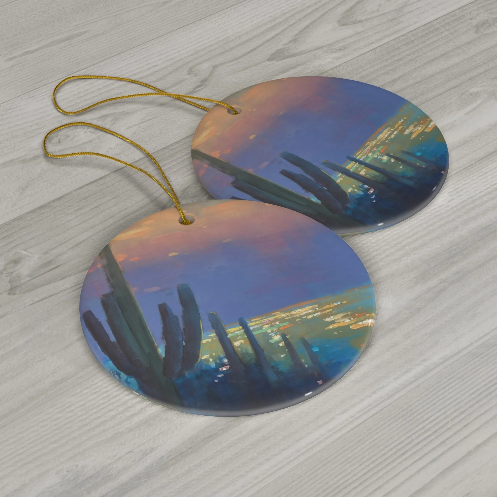 Dusk and Diamonds Ceramic Ornament