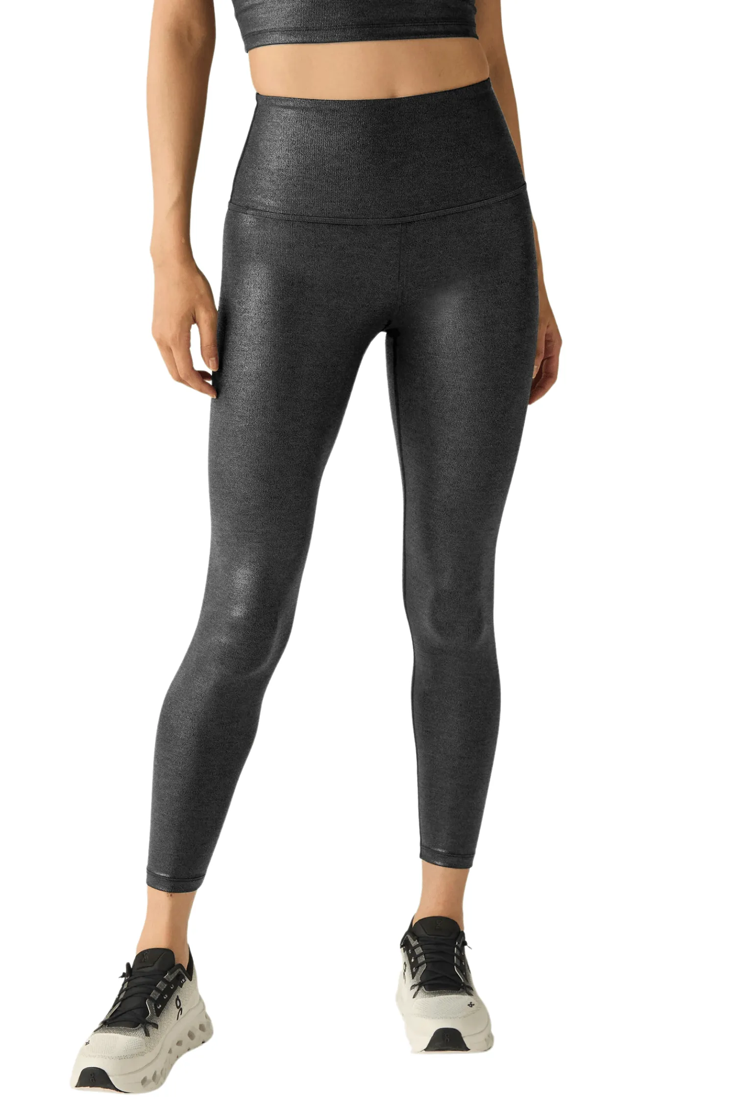 Leatherette High Waisted Midi Legging