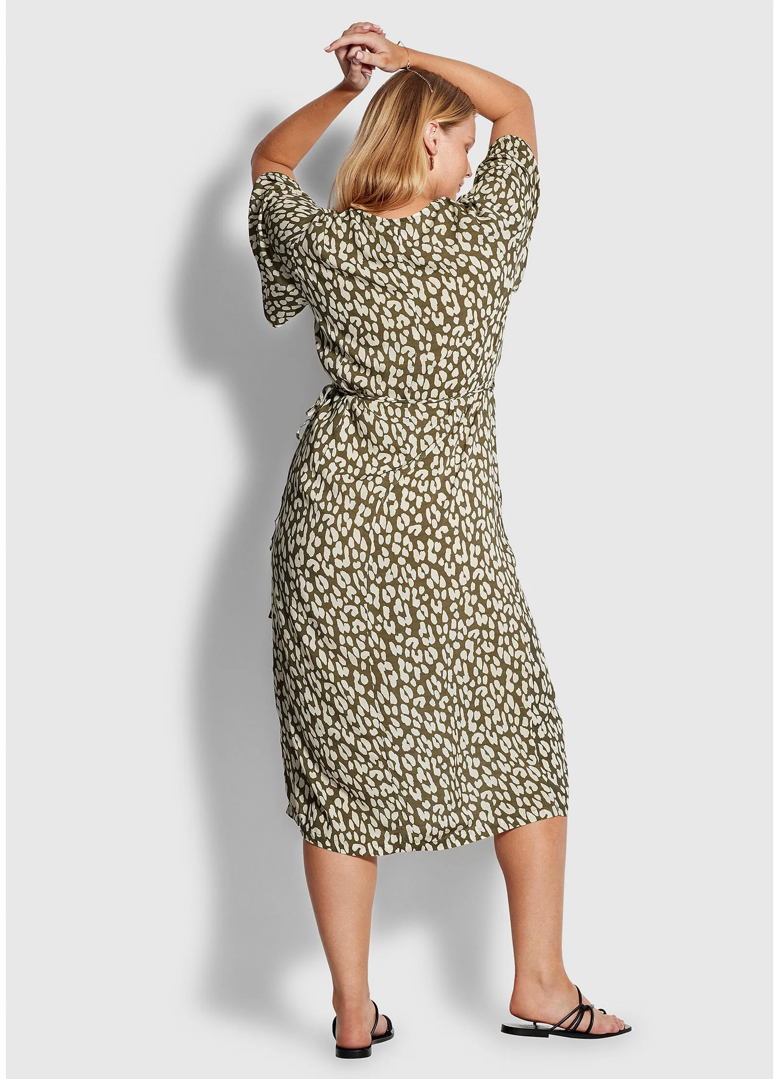 Leopard Wrap Maxi Dress - Khaki