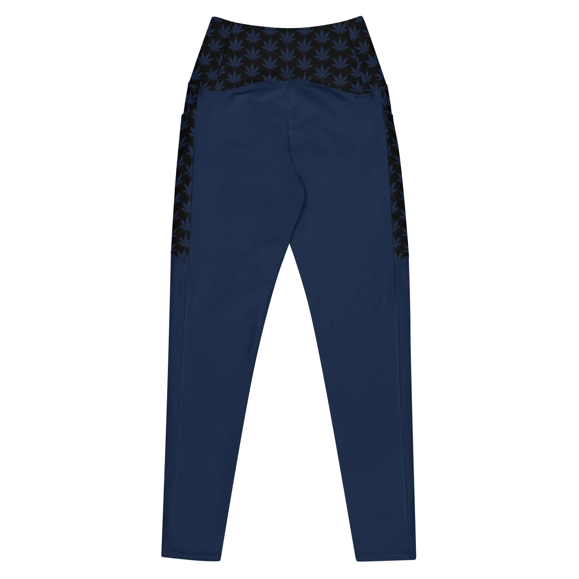 Navy Blue And Black Leggings With Pockets