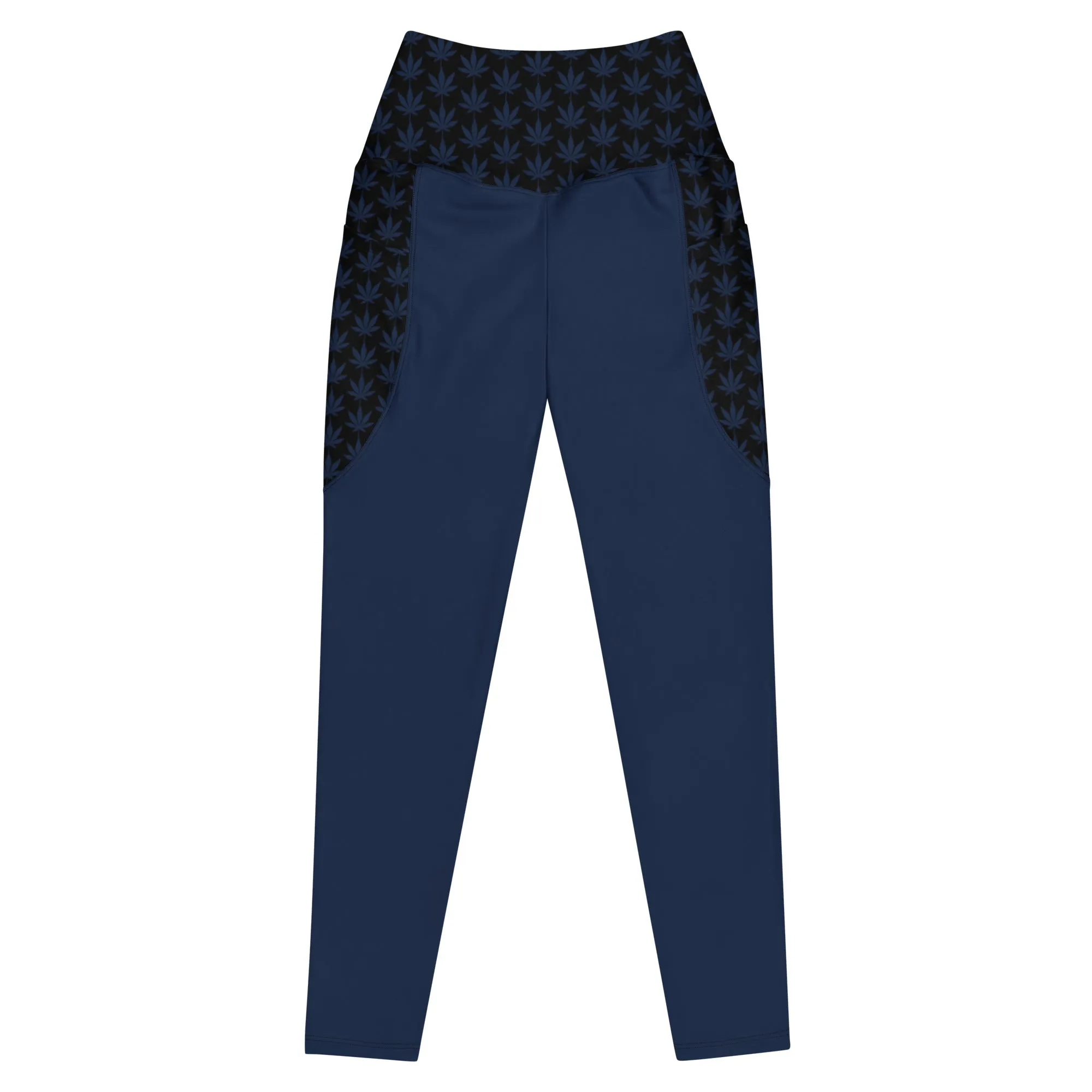 Navy Blue And Black Leggings With Pockets