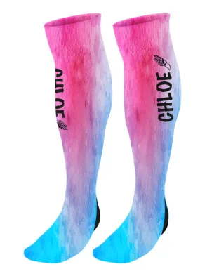 Personalized Track Knee High Socks, Watercolor Background, Custom Track and Field, Winged Foot Socks
