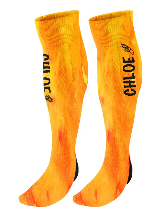 Personalized Track Knee High Socks, Watercolor Background, Custom Track and Field, Winged Foot Socks