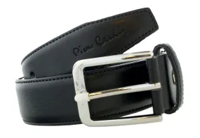 Pierre Cardin Black Smooth Classic Silver D-Ring Adjustable Belt Adjustable Mens Belt-