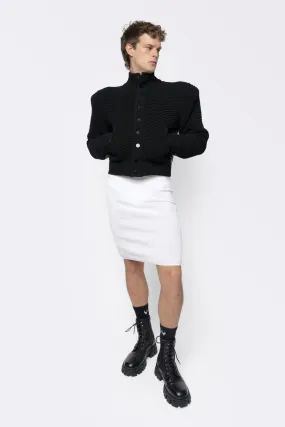 Power Shoulder Knitted Bomber Black