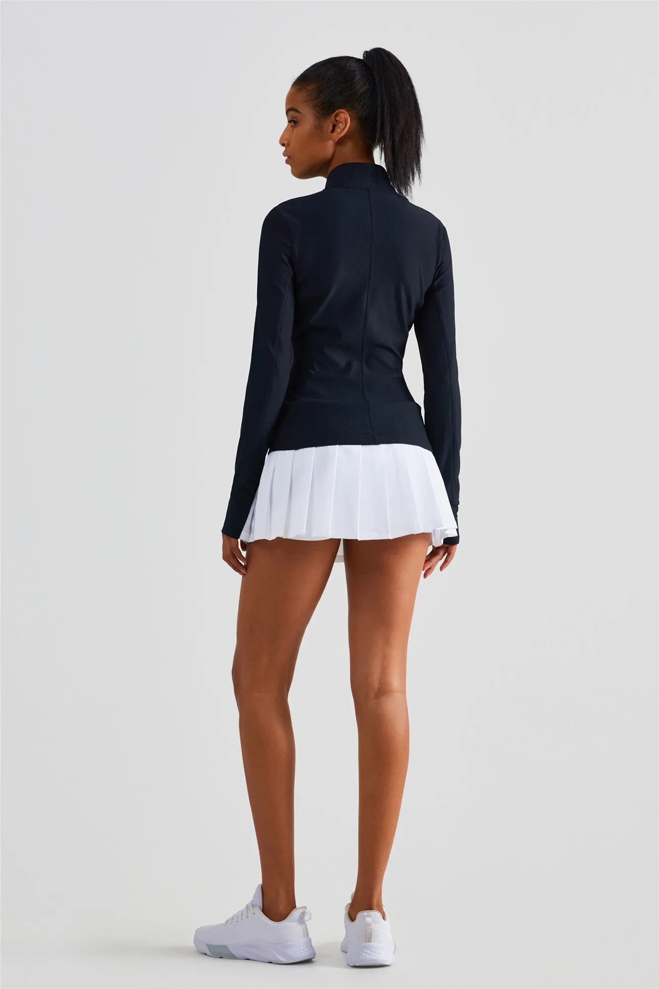 Ribbed Stand-Collar Full Zip Track Jacket