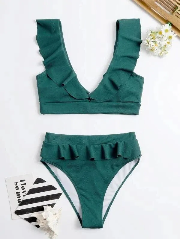 Ruffle High Waisted Bikini Swimsuit