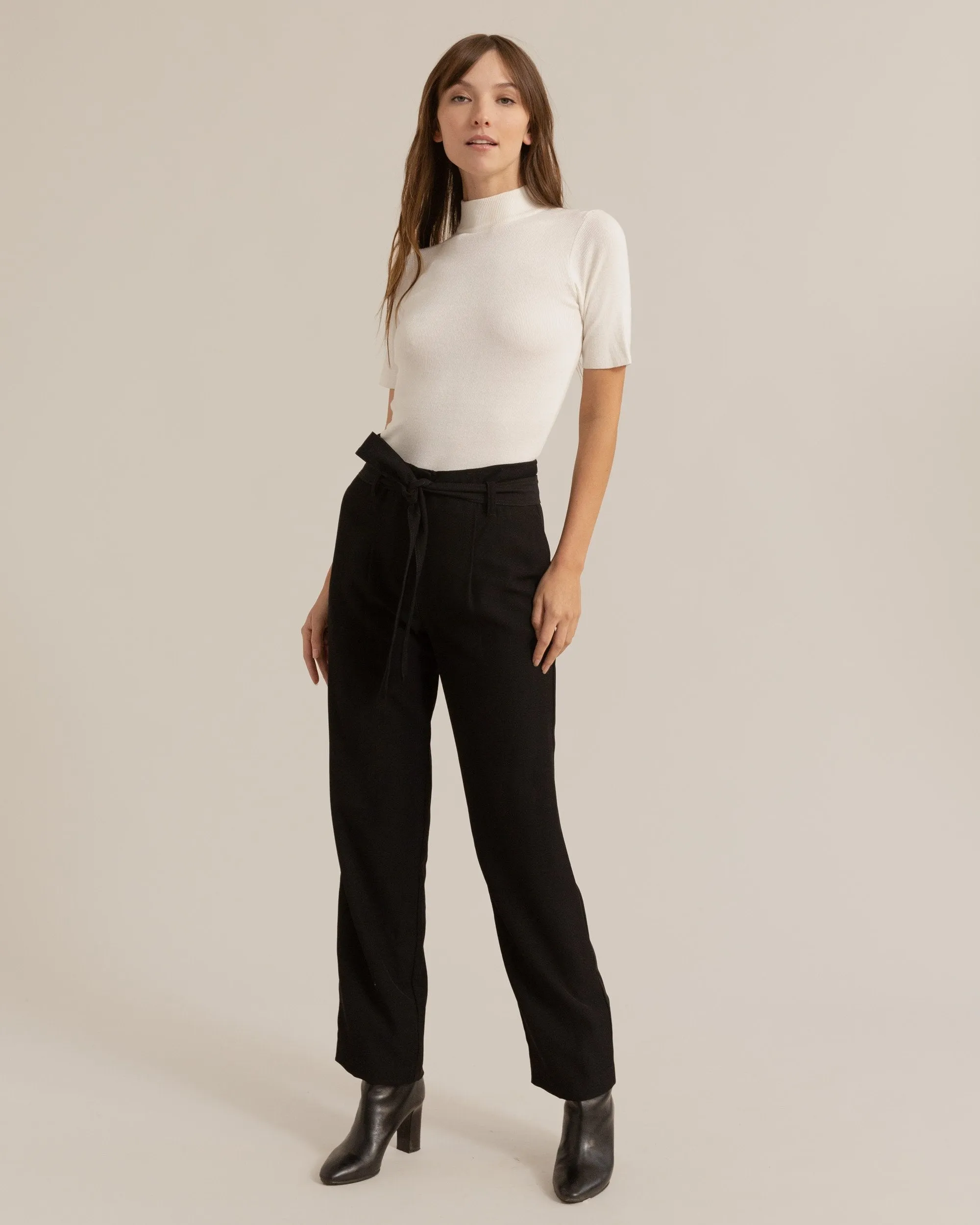 Ting Ting Mock-Neck Short-Sleeve Sweater