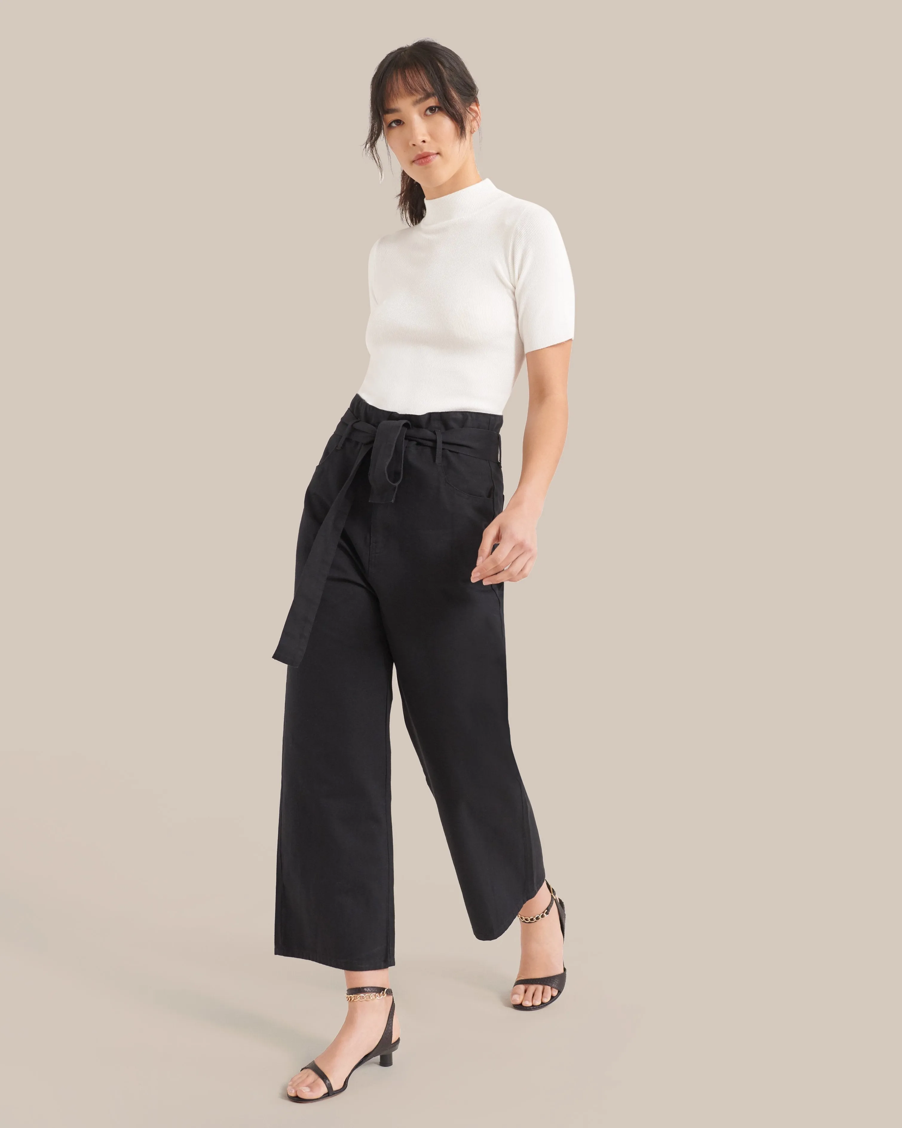 Ting Ting Mock-Neck Short-Sleeve Sweater