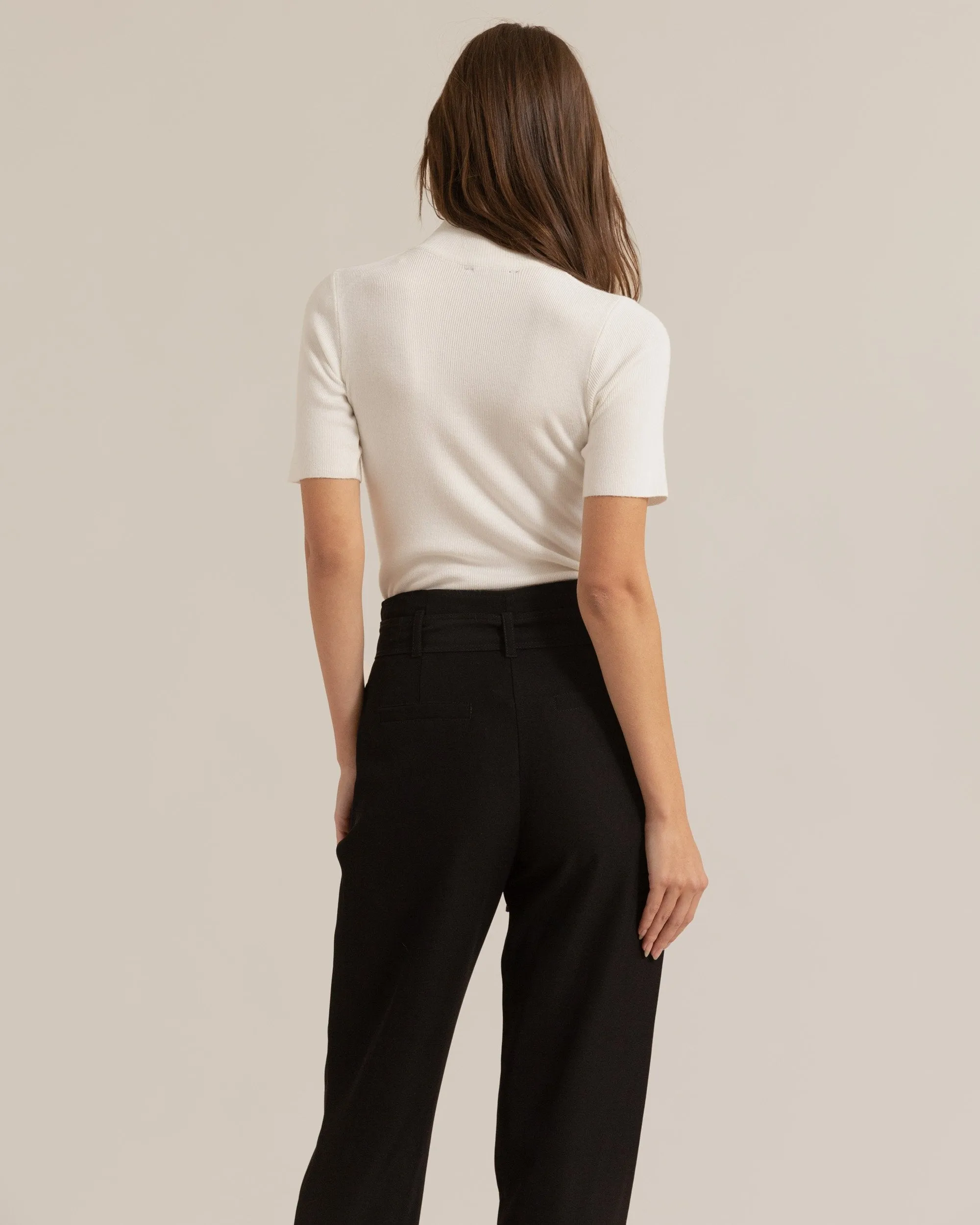 Ting Ting Mock-Neck Short-Sleeve Sweater