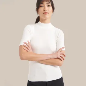 Ting Ting Mock-Neck Short-Sleeve Sweater