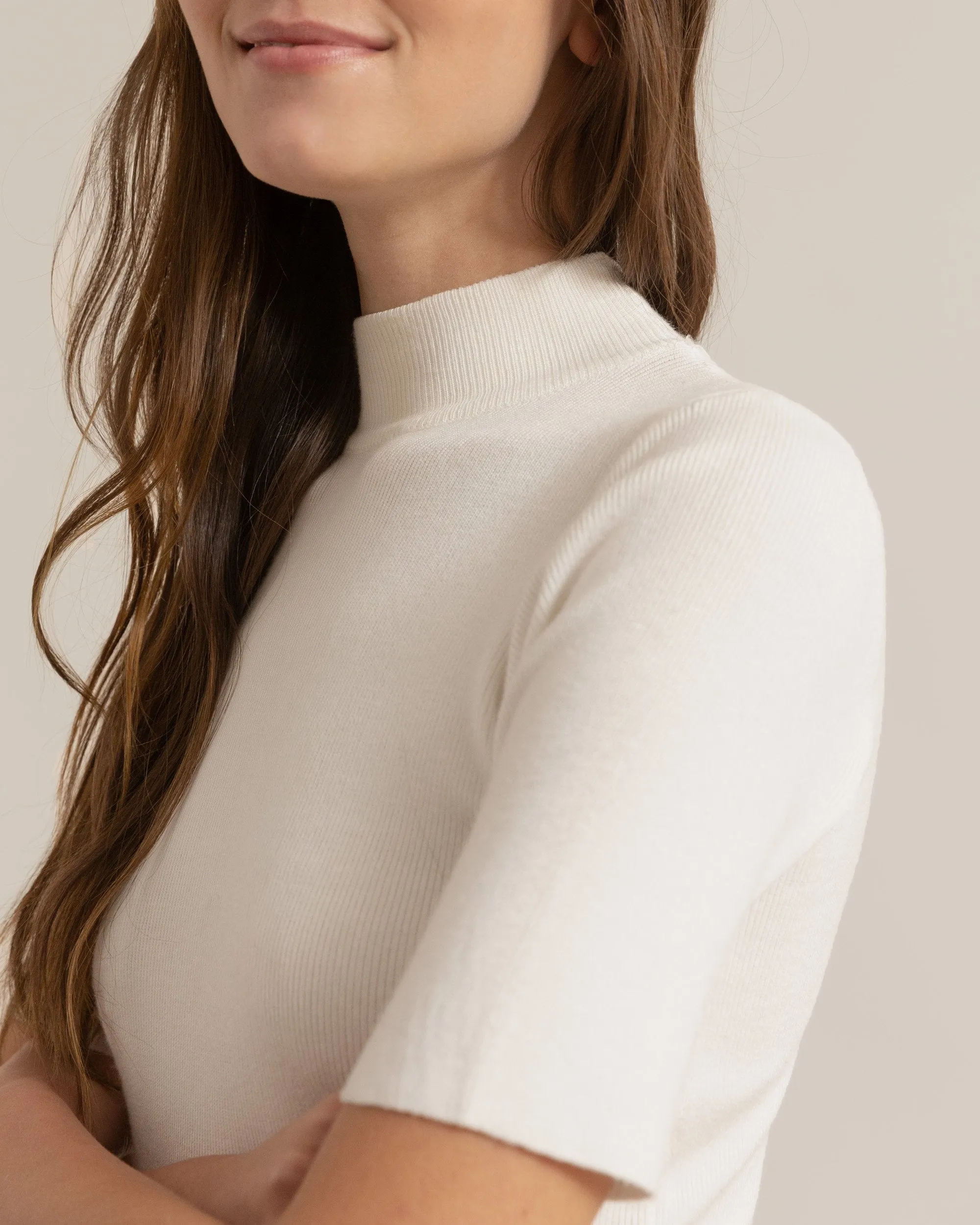 Ting Ting Mock-Neck Short-Sleeve Sweater