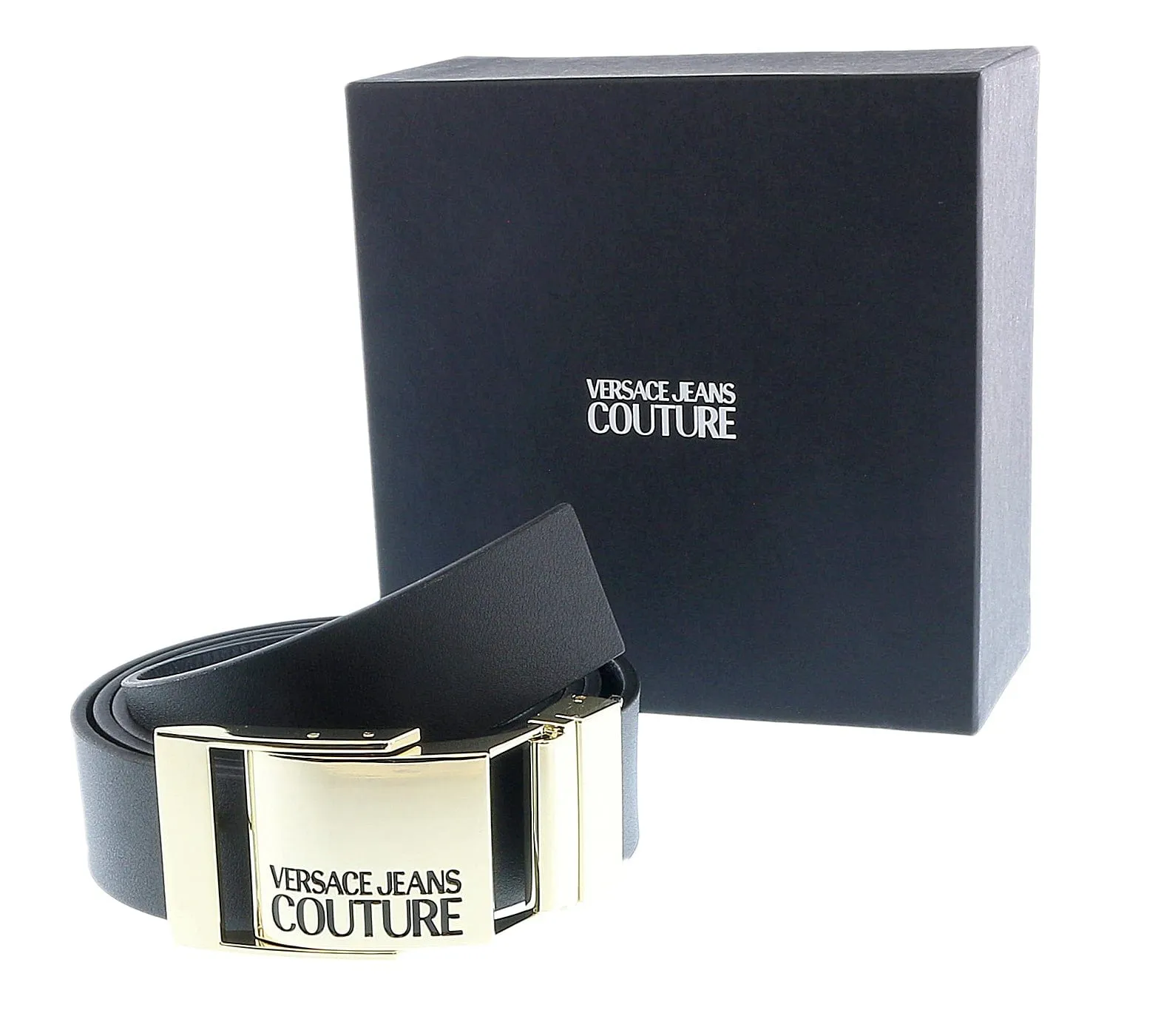 Versace Jeans Couture Shiny Gold Rectangle  Adjustable Mens Belt-28-44